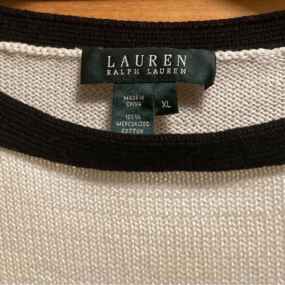 Lauren Ralph Lauren White & Black Knit Boatneck Sweater - Picture 6 of 16